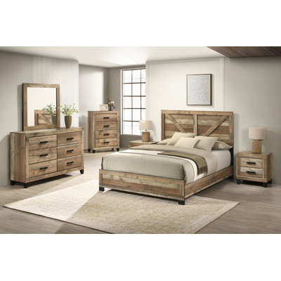 6 Piece Bedroom Set in Weathered Brown Pine by Gracie Oaks