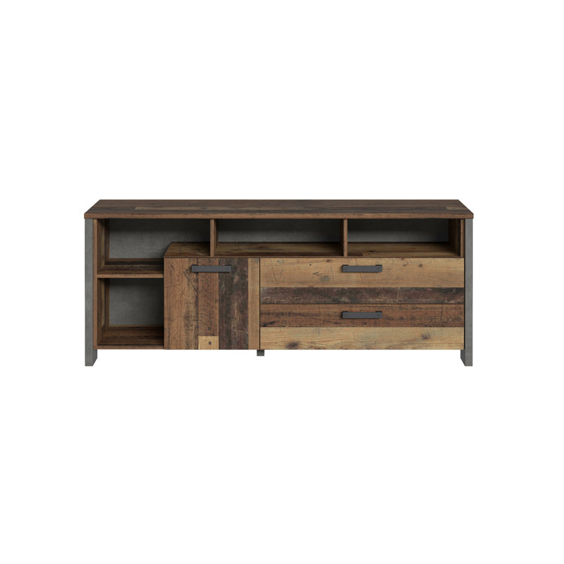Lanham TV-Lowboard, Dark Grey Concrete Effect/Old Vintage Wood