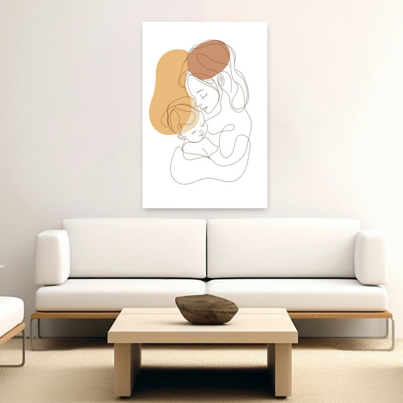 Minimalist Mother Baby Love Abstract Minimalist Wall Art Print 1 Piece Wrapped Canvas Wall Art, 152.4cm H x 101.6cm W
