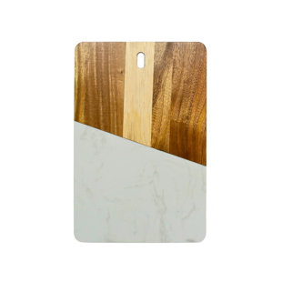 Planche rectangulaire en marbre et bois d'acacia