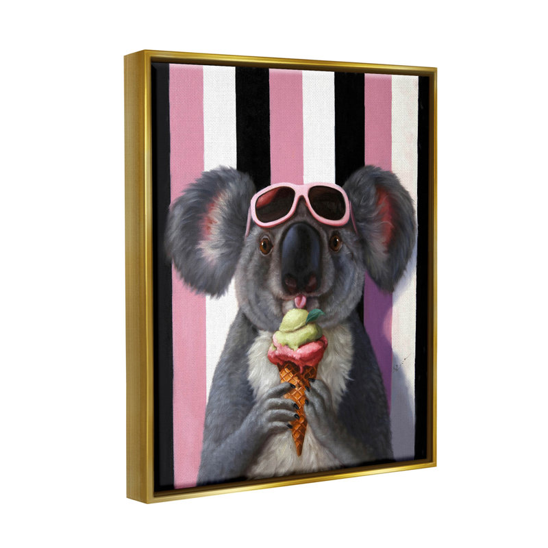 «Happy Koala Ice Cream Stripes» par Lucia Heffernan, impression sur bois, H 21 po x l 17 po x P 1,7 po