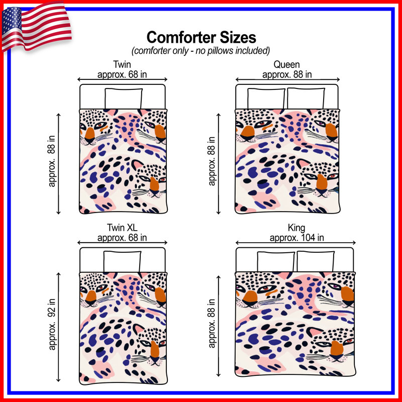 Abstract Leopards Illustration Comforter, Simple extra long