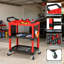 Chariot de décoration à 3 niveaux avec panneau perforé, chariot à outils robuste de capacité de 260 lb pour le garage, le détail automobile et les réparations