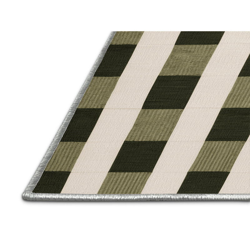 Tapis beige à carreaux lavable à la machine, Rectangle 2 pi x 3 pi