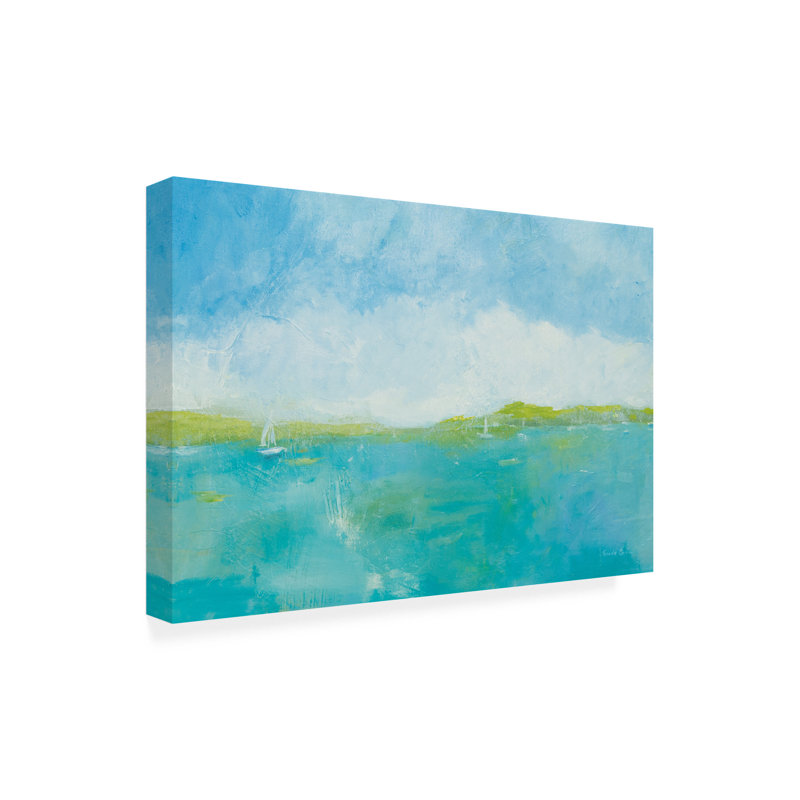 Turquoise and Green Landscape Canvas Art, 24" x 16"