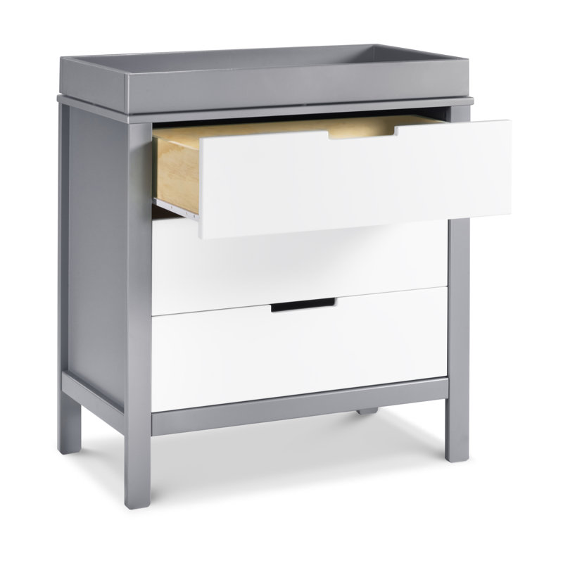 Commode 3 tiroirs Colby, Gris / blanc