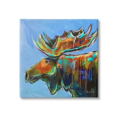 " Contemporary Street Style Paint Drip Bold Moose Antlers " by Karrie Evenson Painting Print