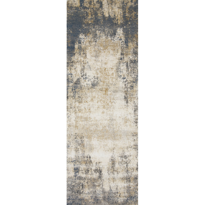 Tapis ivoire / gris Eleanore, Tapis de couloir 2 pi 8 po x 7 pi 6 po