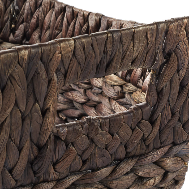 Set of 3 Water Hyacinth Oval Baskets - Espresso, Woven Laundry Totes