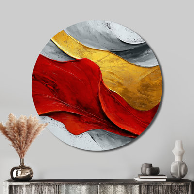 Fractal Volcano And Stone Energy I - Modern Red Metal Wall Decor