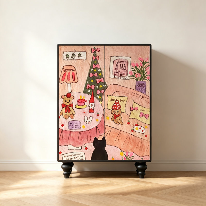 Armoire de rangement en bois massif de style français