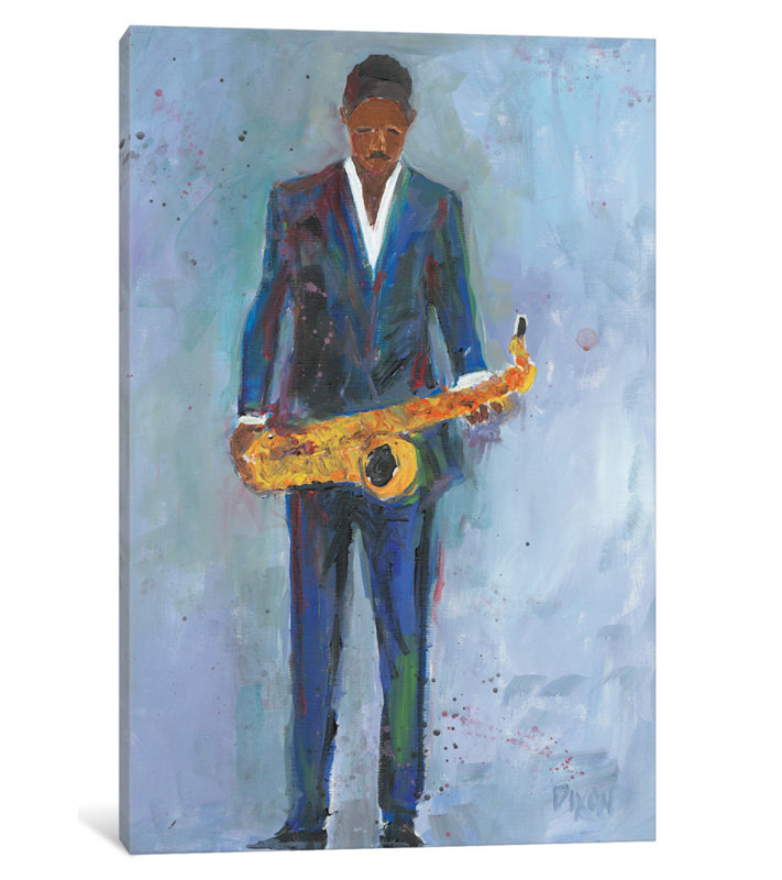 «Sax in a Blue suit», reproduction d'art sur toile, H 12 po x l 8 po x P 0,75 po