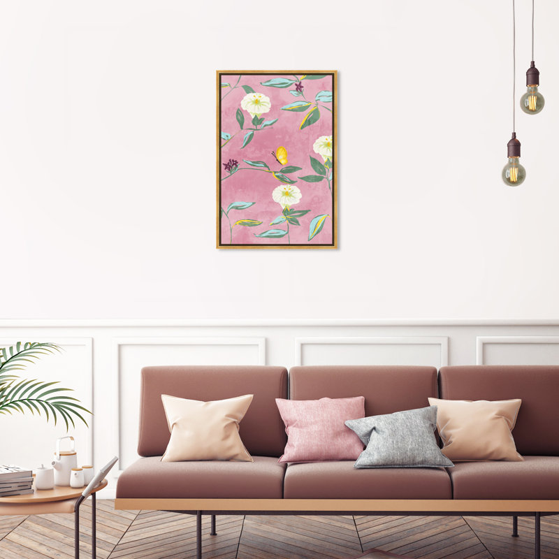 "Butterfly Spring Dream" par Oliver Gal - cadre flottant, impression sur toile, Or, H 25 po x l 17 po x P 1,75 po