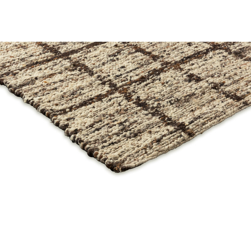 Wool Geometric Area Rug in Brown, Rectangle 4'7" x 6'7"
