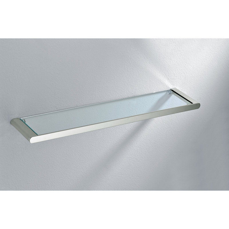 Loukianos Glass Floating Shelf, Brushed Nickel
