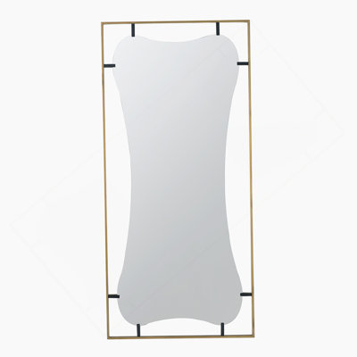 Miroir coquelicot 28 po x 1,5 po x 60 po avec cadre en métal doré de conception contemporaine pour salle de bain, vestibule