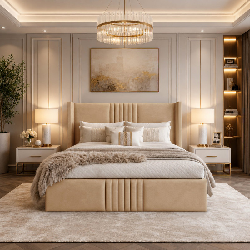 Bed, Beige, Super King (6')