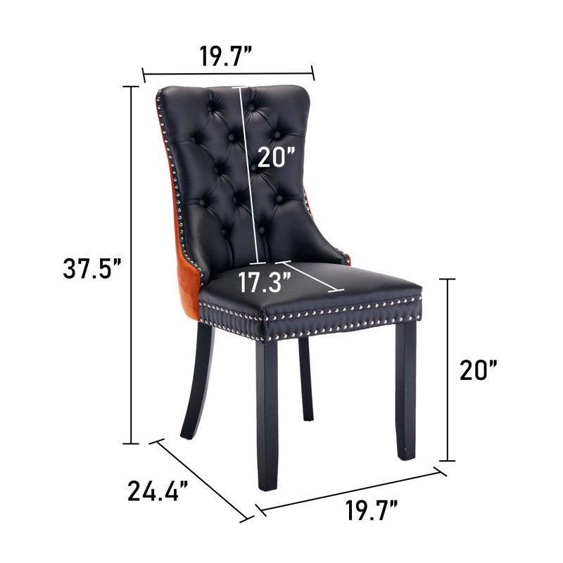 Esdert 20'' H Tufted Upholstered Side Chair, Black/Orange