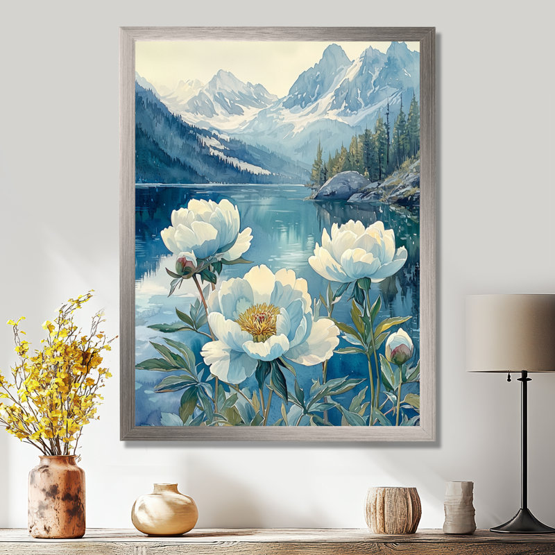 Carnahagh - Floral Wall Art, Argent argent, H 32 po x l 24 po, Reproduction encadrée d'une seule photo
