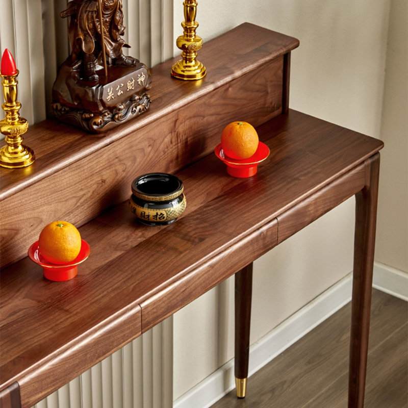 Walnut Solid Wood Round Console Table, 40.55"H×47.24"L×15.75"W
