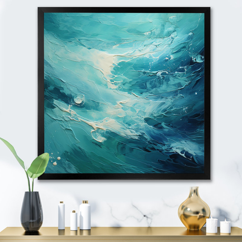 Teal Oasis I - Abstract Landscape Wall Art Prints, Cadre photo noir, H 36 po x l 36 po x P 1,5 po