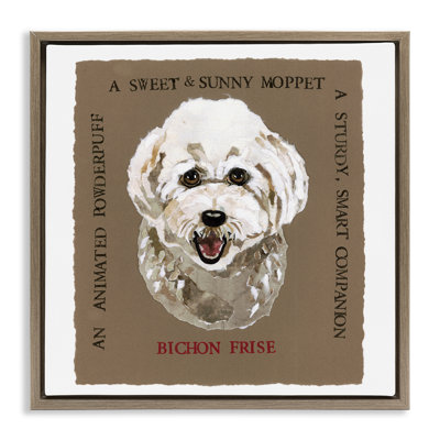 «Fun Bichon Frise phrases», art mural encadré par Nancy Overton