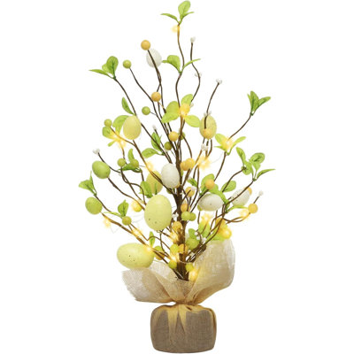 Easter Decorations,  Pre-Lit Easter Egg Tree Tabletop Decor With Delicate Ornaments, For Home Party Wedding Holiday Spring Summer Decoration