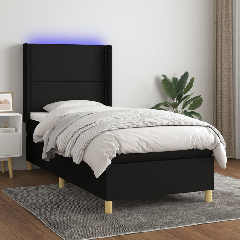 Anahira Bed, 90 x 190 cm, Plain with Nails, Dark Grey