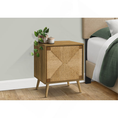 Table d'appoint, bout, rangement, petit, côté, salon, lampe, stratifié noyer clair, ruppie maritime, moderne