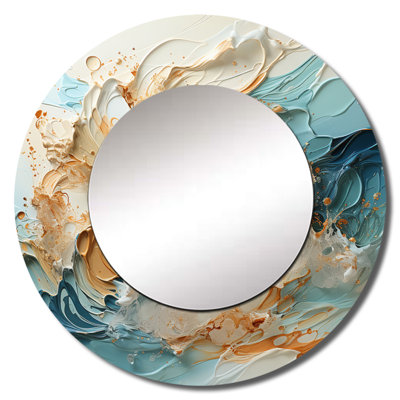 Sabella Blue Storm Liquid Art Charm - Storms Large Wall Mirror, Blue Round Decorative Mirror, Printed Metal Art
