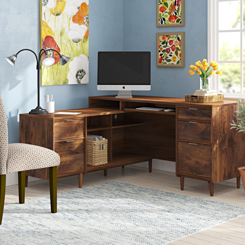 Vosburgh L-Shaped Solid Wood Base Executive Desk