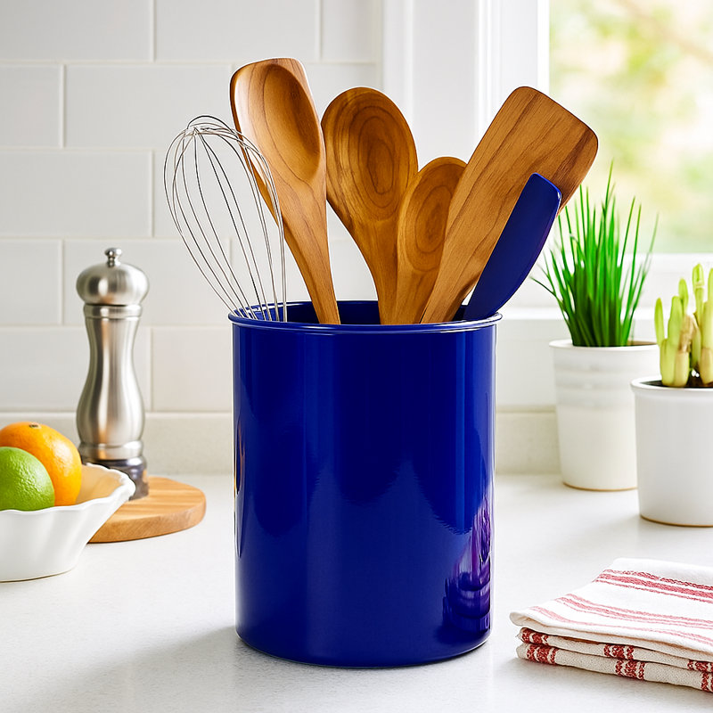 Reston Lloyd Plastic Utensil Crock Set, Indigo