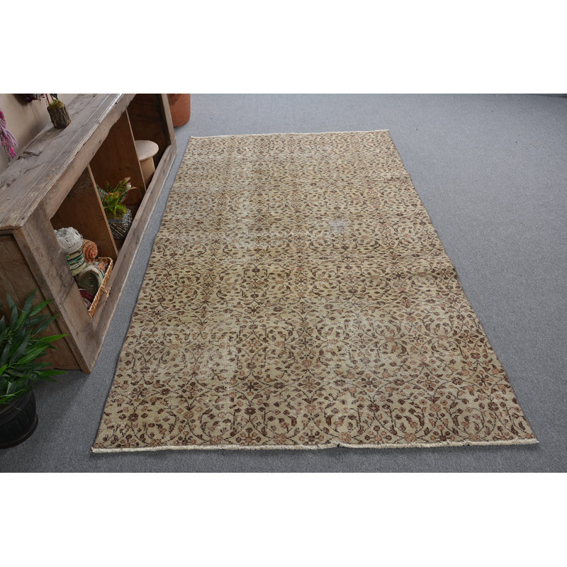 Vintage Rug, Floor Rugs, 4.5x7.7 ft Area Rugs, Brown Home Decor Rugs, Turkish Rugs, Anatolian Rugs