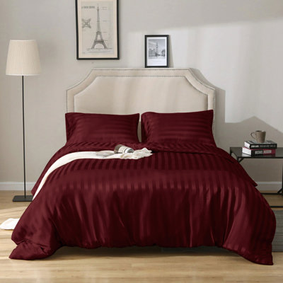 Imperial Homeware London Microfiber Striped Duvet Cover Set with Pillowcases