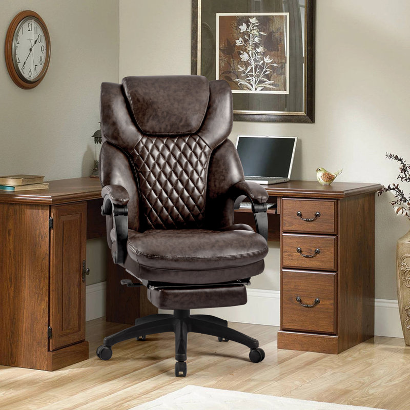 Fauteuil de direction en cuir reconstitué à dossier haut 400 lb Kinsky, Brun