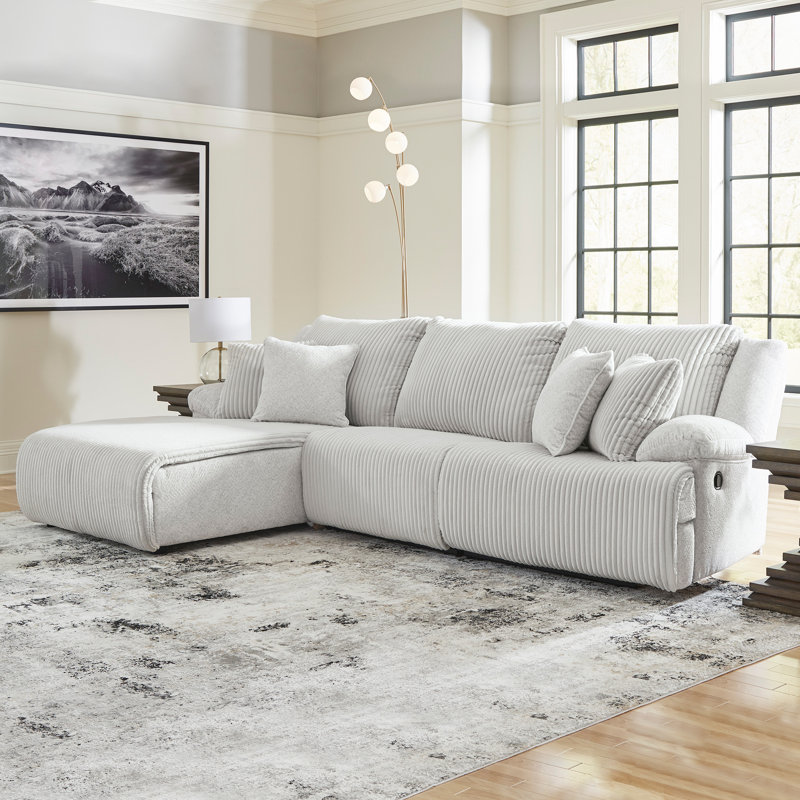 Matherly 3-Piece Sectional Sofa Chaise, Left Hand Facing, White Polyester