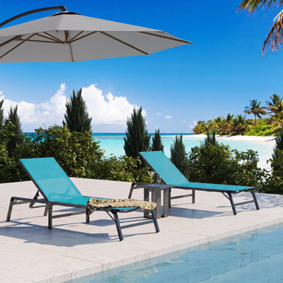 5-Position Adjustable Textilene Outdoor Chaise Lounge