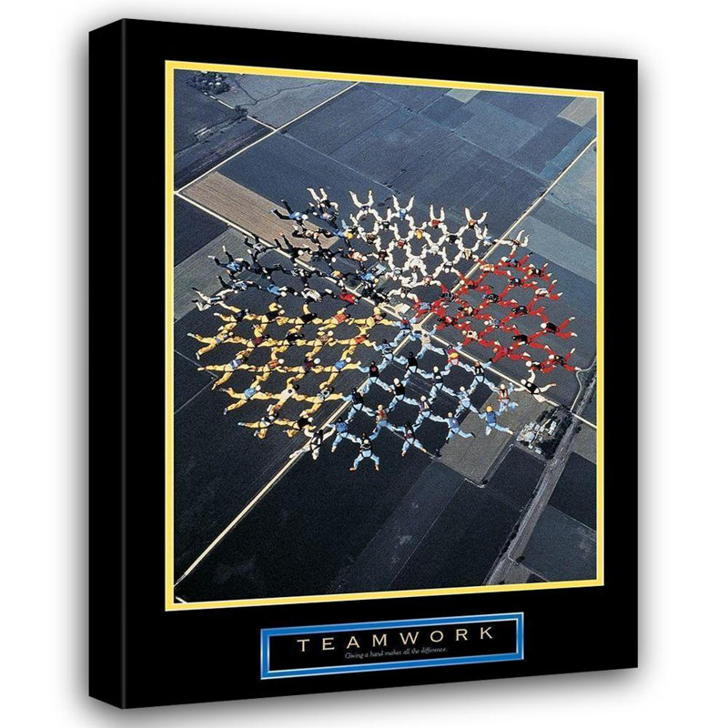 Art sur toile tendue de la galerie Trinx Inconnu, parachutistes, H 47 po x l 36 po