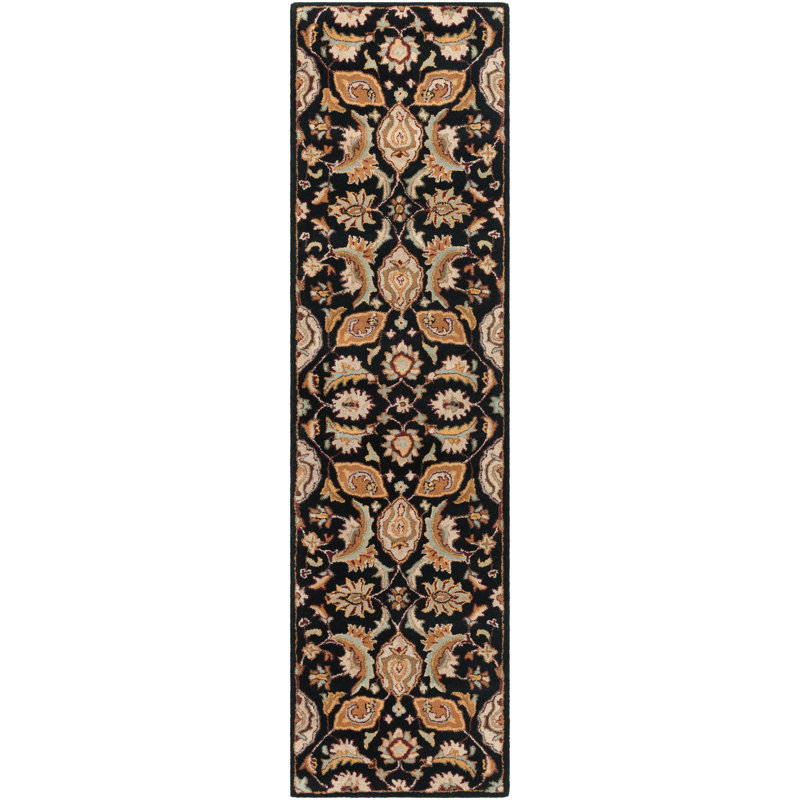 Oriental Handmade Tufted Wool Black/Camel/Beige/Brown Area Rug, Runner 2'3" x 8'