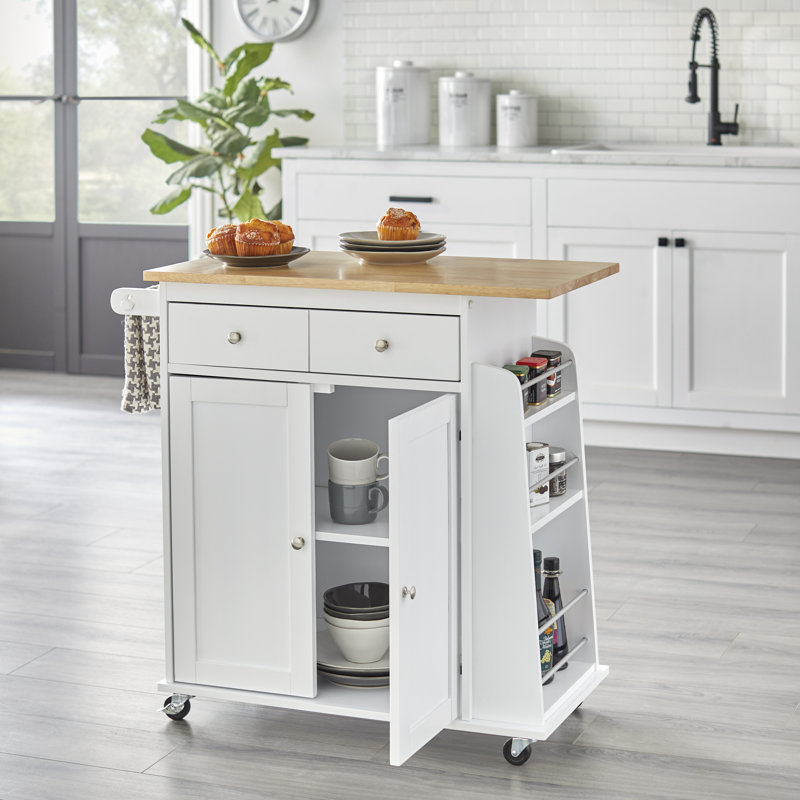 Ferraro 35.5 " W Kitchen Cart, White