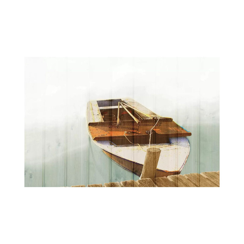 Boat With Textured Wood Look II by Ynon Mabat - Wrapped Canvas Gallery-Wrapped Canvas Giclée