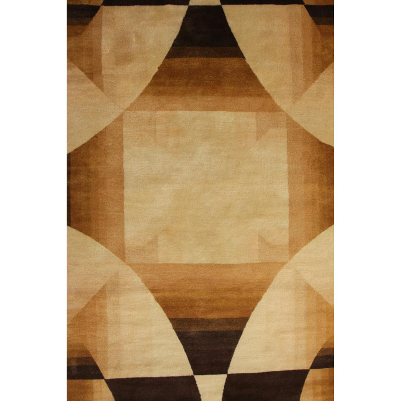 Rug & Kilim’S Art Deco Rug In Beige And Brown Geometric Pattern, Rectangle 12' x 16'