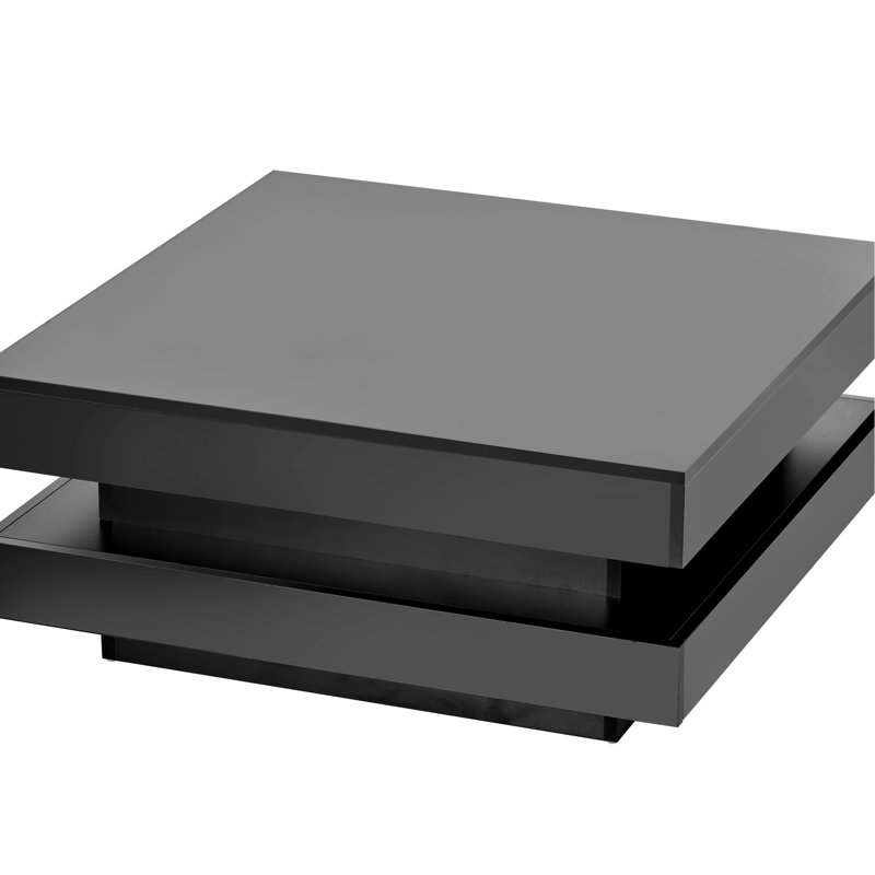 2 tables de salon carrées avec lumières à DEL, noir lustré, construction, ornementation 31,5 po x 31,5 po x 14,2 po noir, pièce, 31,5 po x 31,5 po x 14,2 po, et attrayant