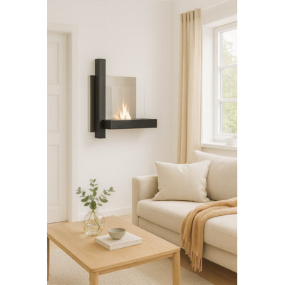 Stones 72cm W Black Bio-Ethanol Fireplace with 6.7 BTU