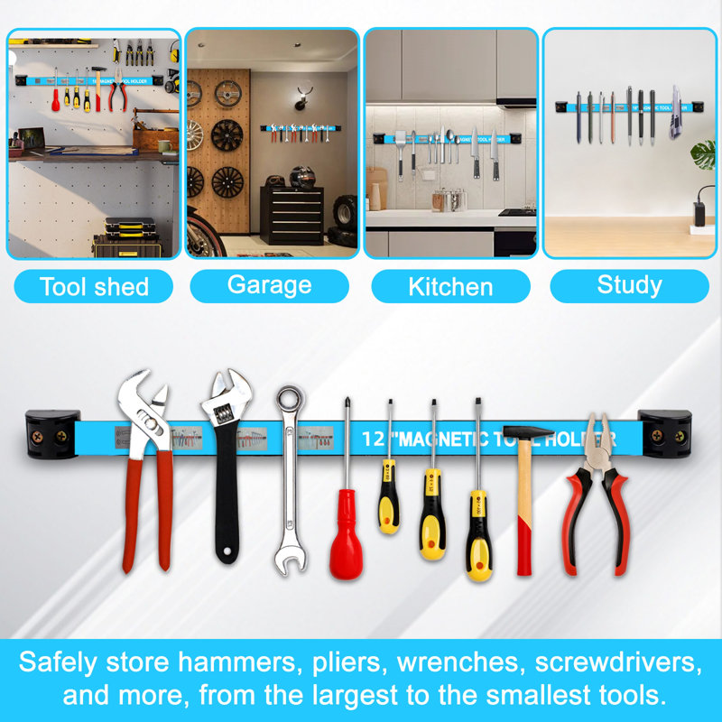 Organisateur d'outils puissant, H 0,88 po x l 12 po x P 0,5 po, Bleu