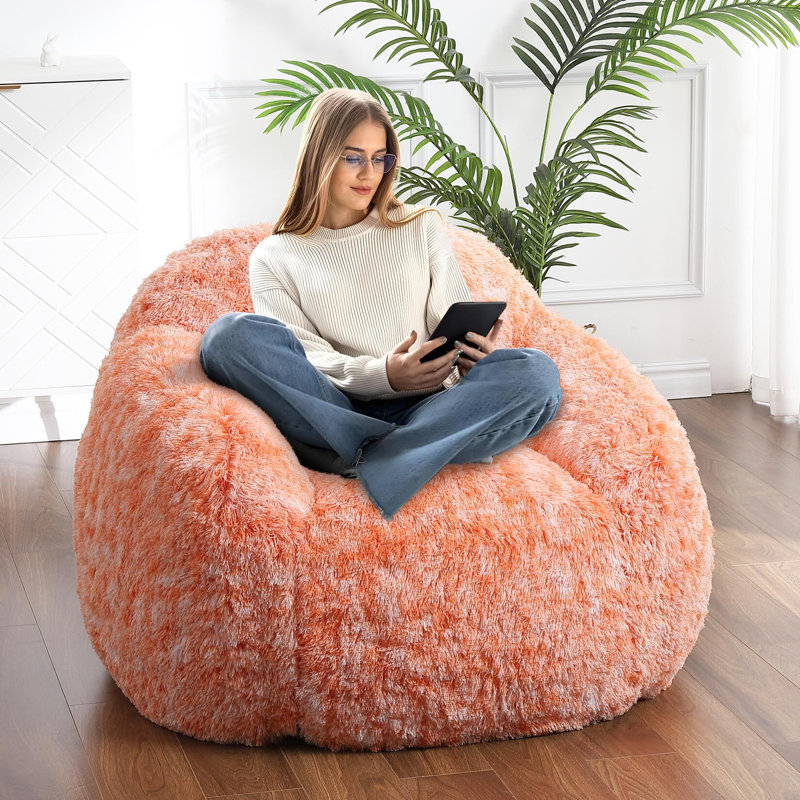 Fauteuil à billes, fauteuil à billes pour adulte avec accoudoirs, Orange