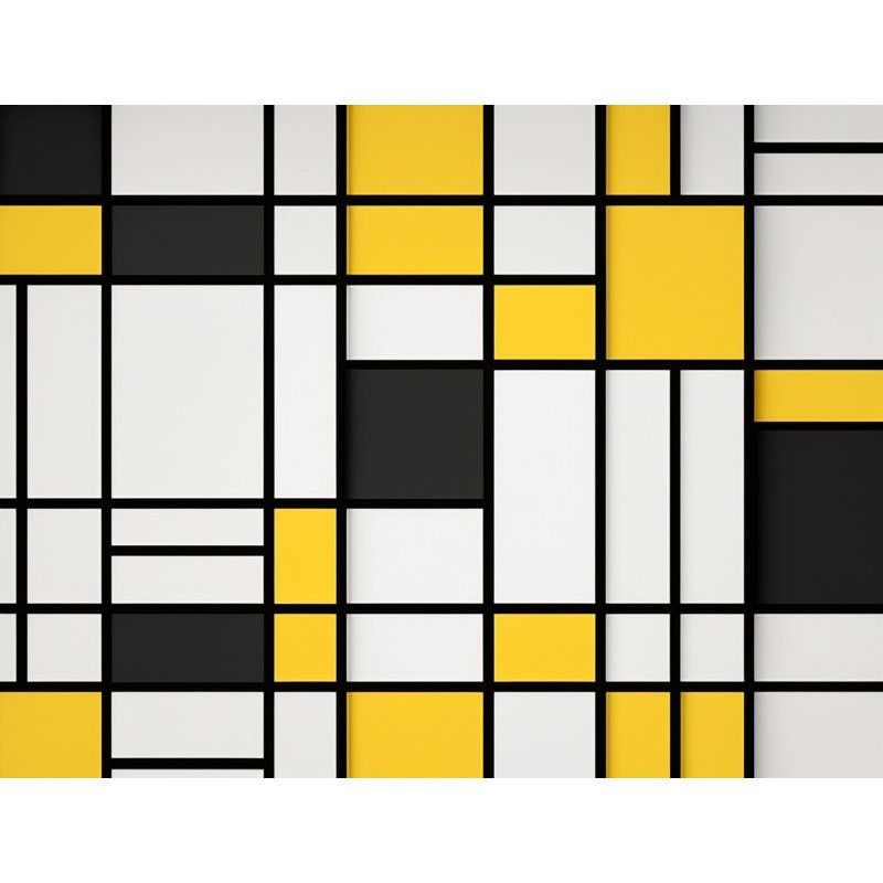 Rideau de douche Mondrian - décor de salle de bain moderne, H 83 po x l 70 po