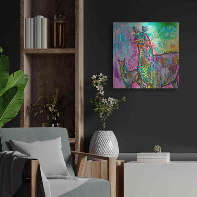 Bungalow Rose «Llama psychédélique» par Dean Russo, art mural en métal, 12 po x 12 po