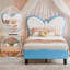 Single Children’S Bed Frame With LED Reading Lighting, Girls Bed Upholstered Platform Bed Frame With Butterfly-Shaped Adjustable Height Headboard, Easy Assembly-1499919450-1505438669