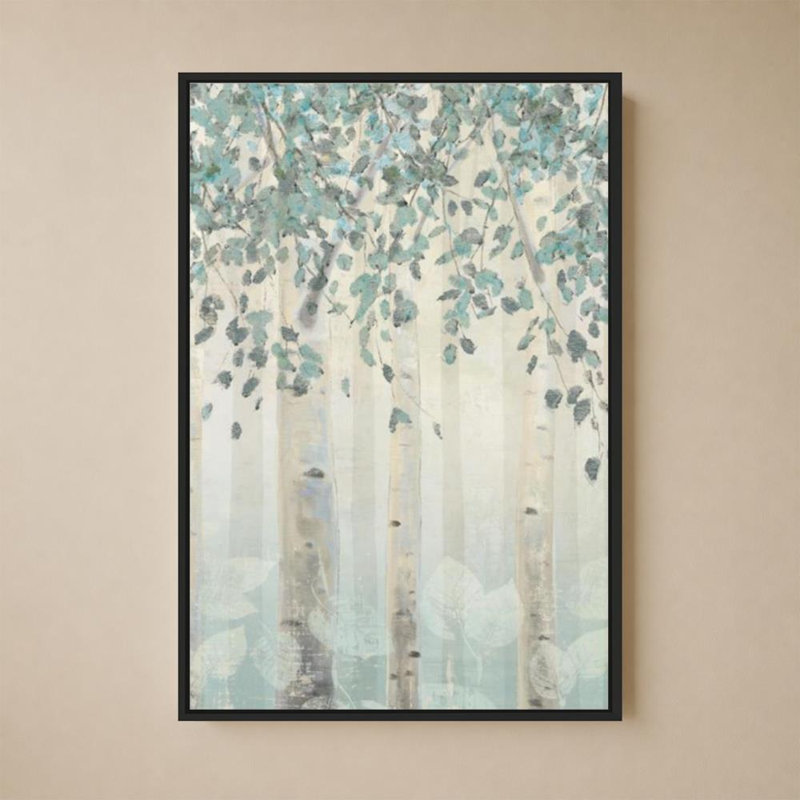 «Dream Forest I Silver Leaves» par James Wiens - impression sur toile, 60" H x 40" W, Beveled Floating Frame, Black